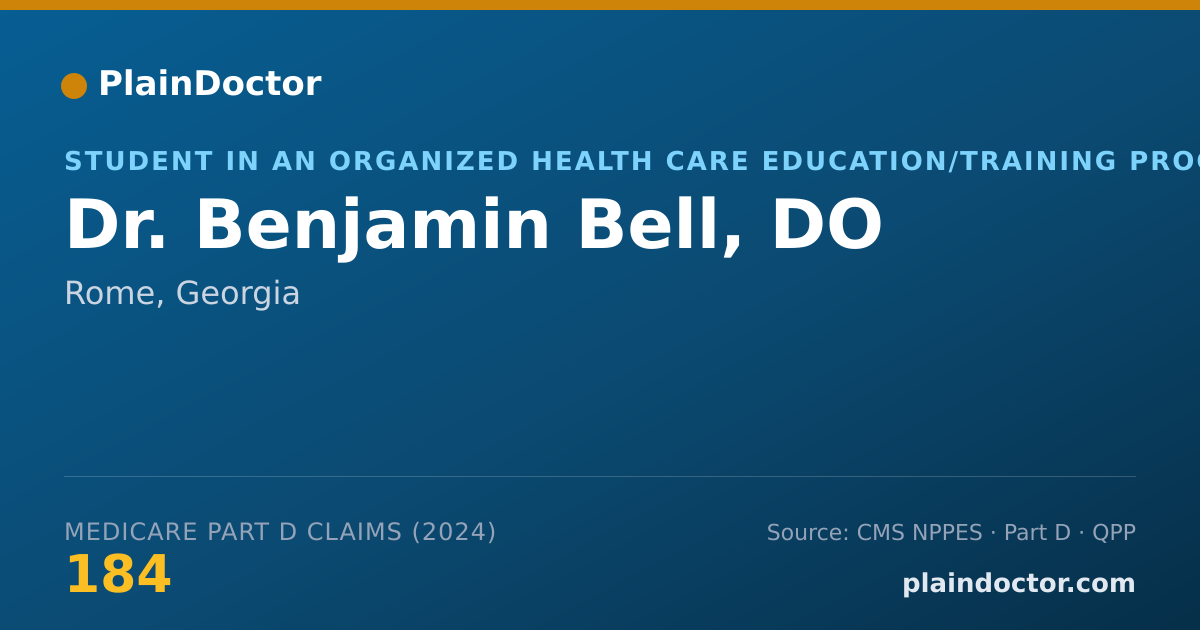 Shareable card for Benjamin Bell, DO - Student in an Organized Health Care Education/Training Program, Rome, GA