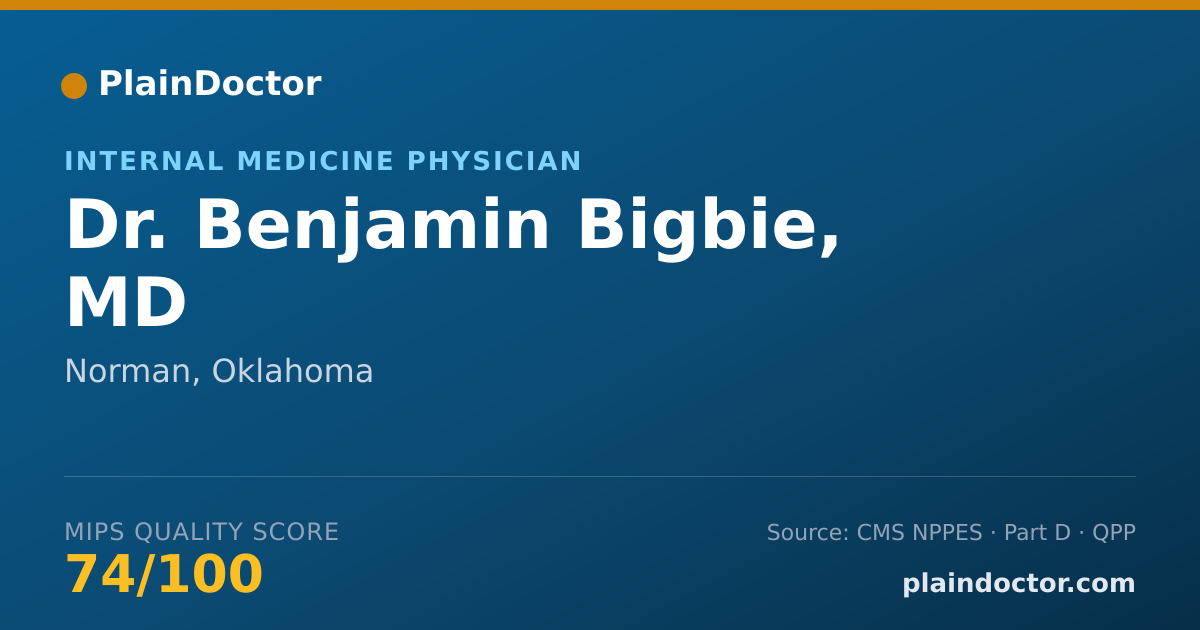 Shareable card for Benjamin Bigbie, MD - Internal Medicine Physician, Norman, OK
