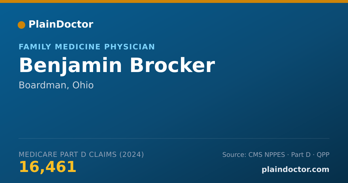Shareable card for Benjamin Brocker - Family Medicine Physician, Boardman, OH