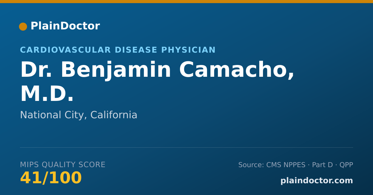 Shareable card for Benjamin Camacho, M.D. - Cardiovascular Disease Physician, National City, CA