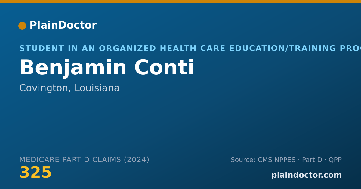 Shareable card for Benjamin Conti - Student in an Organized Health Care Education/Training Program, Covington, LA