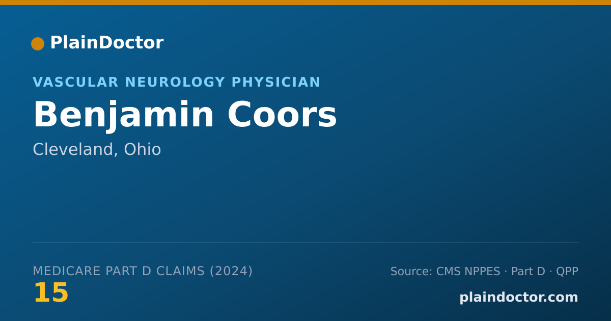 Shareable card for Benjamin Coors - Vascular Neurology Physician, Cleveland, OH
