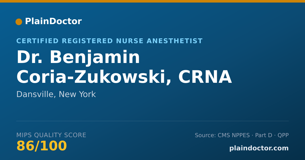 Shareable card for Benjamin Coria-Zukowski, CRNA - Certified Registered Nurse Anesthetist, Dansville, NY