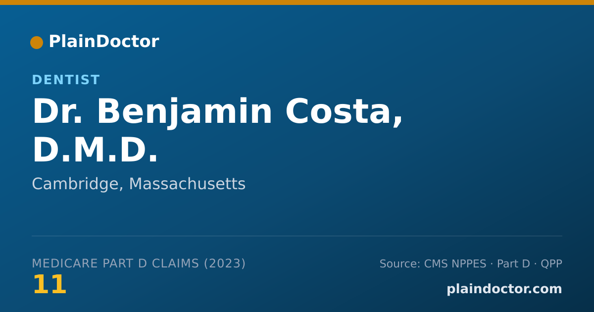 Shareable card for Benjamin Costa, D.M.D. - Dentist, Cambridge, MA