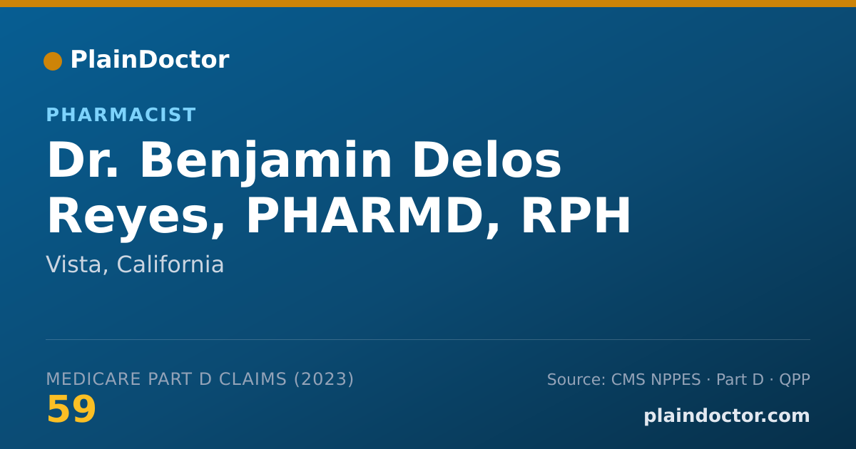 Shareable card for Benjamin Delos Reyes, PHARMD, RPH - Pharmacist, Vista, CA