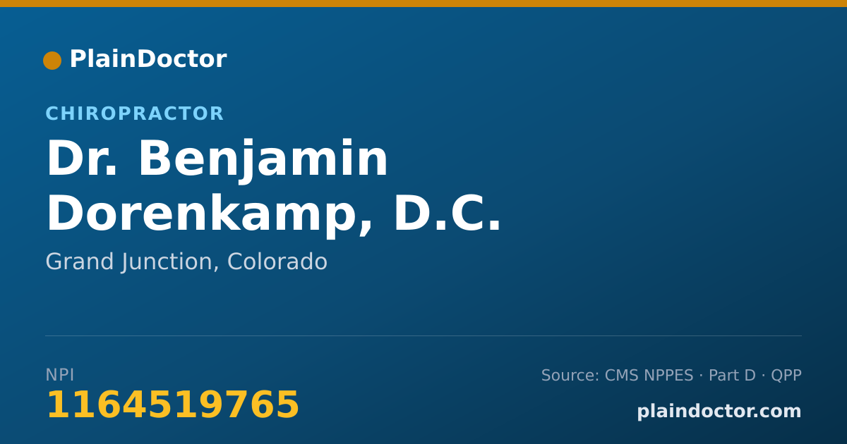 Shareable card for Benjamin Dorenkamp, D.C. - Chiropractor, Grand Junction, CO