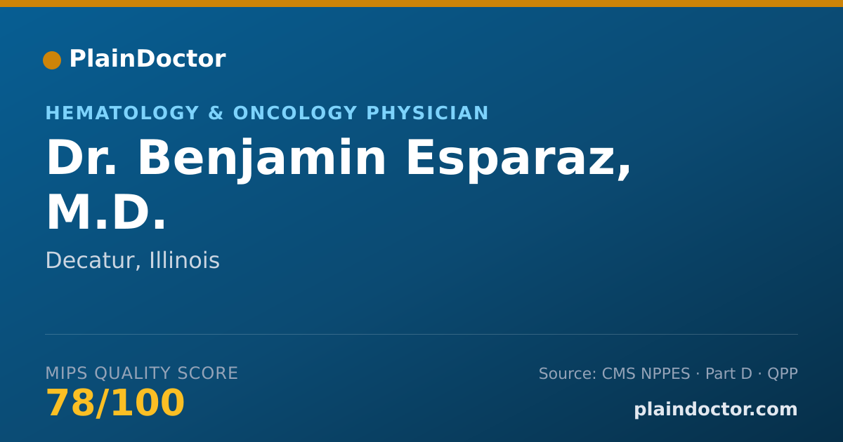 Shareable card for Benjamin Esparaz, M.D. - Hematology & Oncology Physician, Decatur, IL