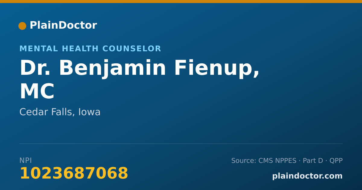 Shareable card for Benjamin Fienup, MC - Mental Health Counselor, Cedar Falls, IA