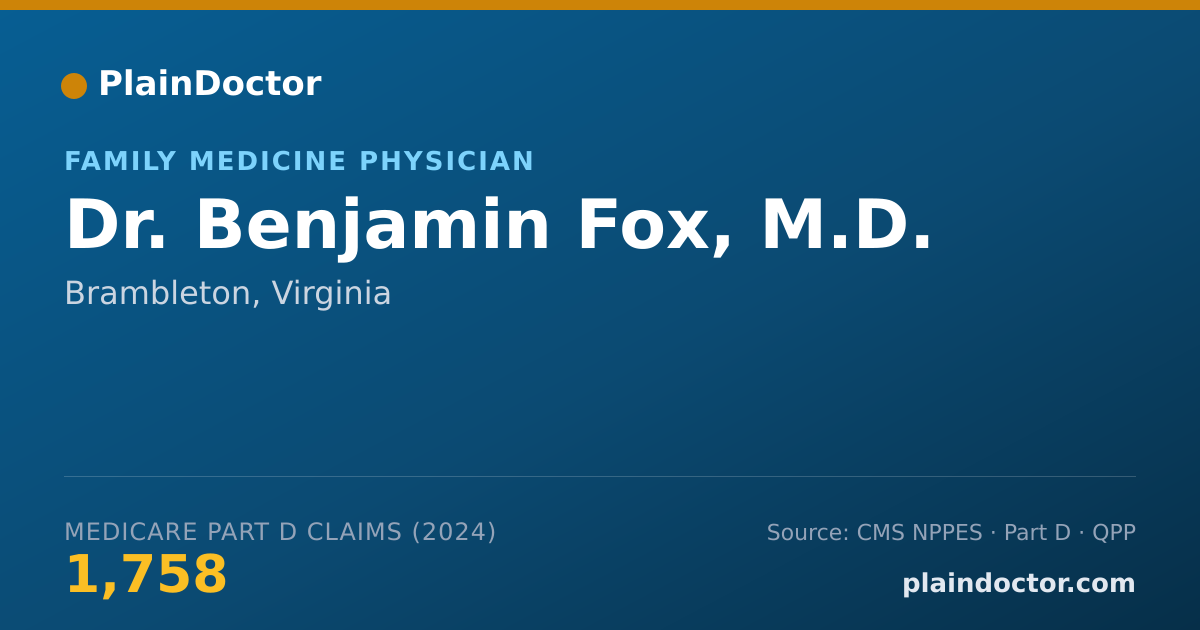 Shareable card for Benjamin Fox, M.D. - Family Medicine Physician, Brambleton, VA