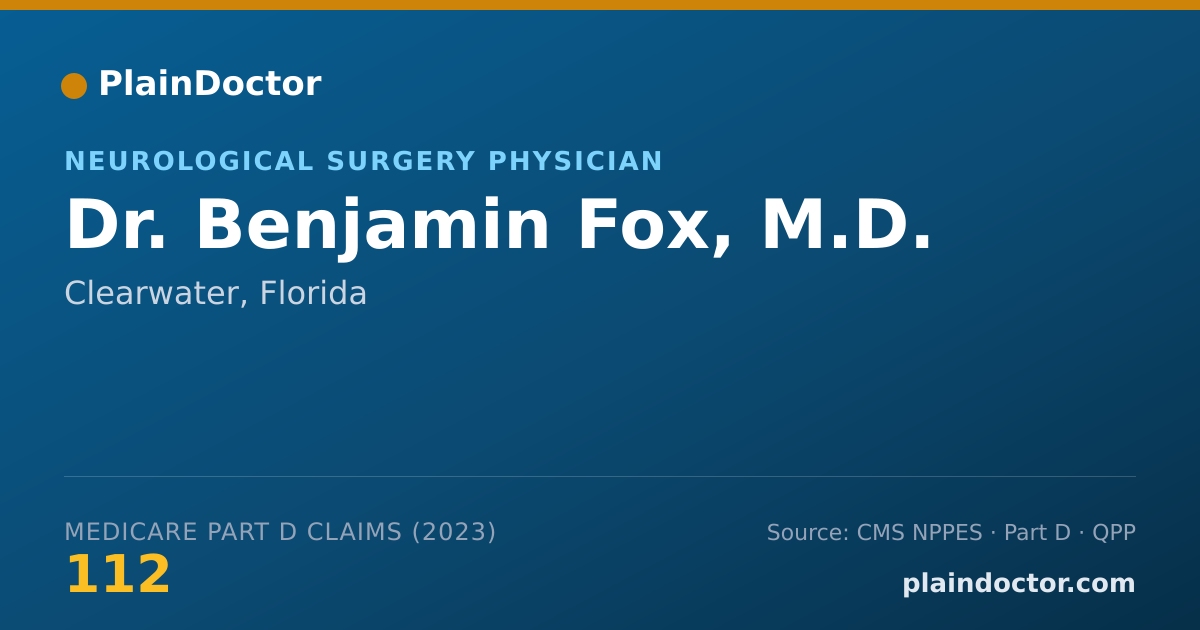 Shareable card for Benjamin Fox, M.D. - Neurological Surgery Physician, Clearwater, FL