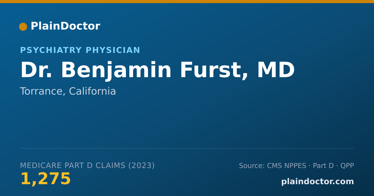Shareable card for Benjamin Furst, MD - Psychiatry Physician, Torrance, CA