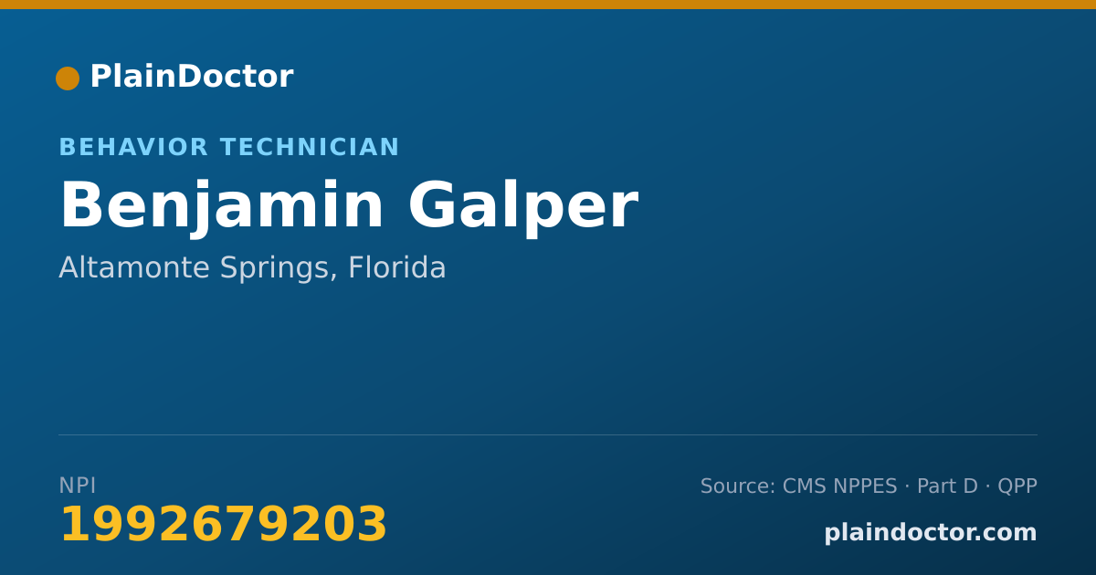 Shareable card for Benjamin Galper - Behavior Technician, Altamonte Springs, FL