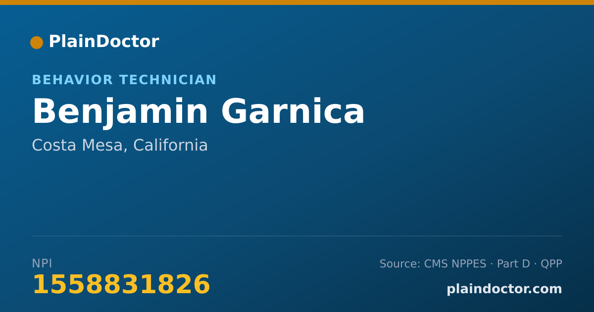 Shareable card for Benjamin Garnica - Behavior Technician, Costa Mesa, CA