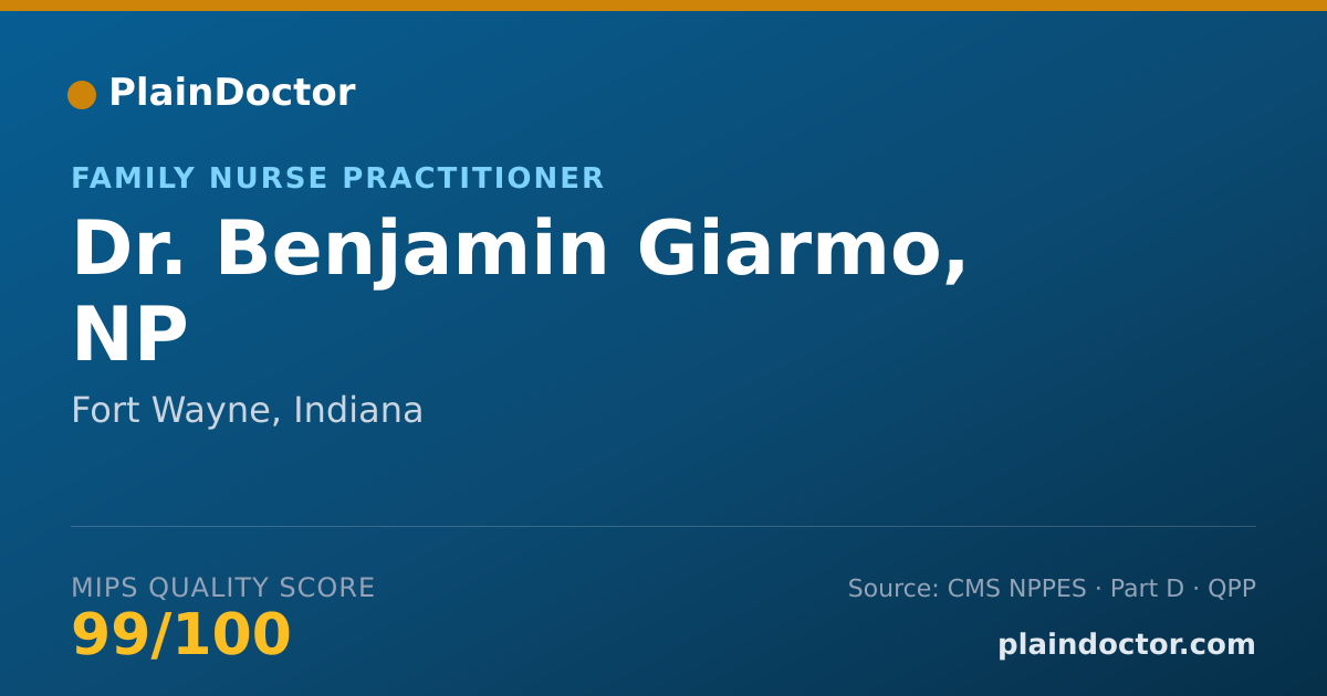 Shareable card for Benjamin Giarmo, NP - Family Nurse Practitioner, Fort Wayne, IN