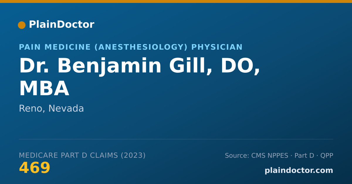 Shareable card for Benjamin Gill, DO, MBA - Pain Medicine (Anesthesiology) Physician, Reno, NV