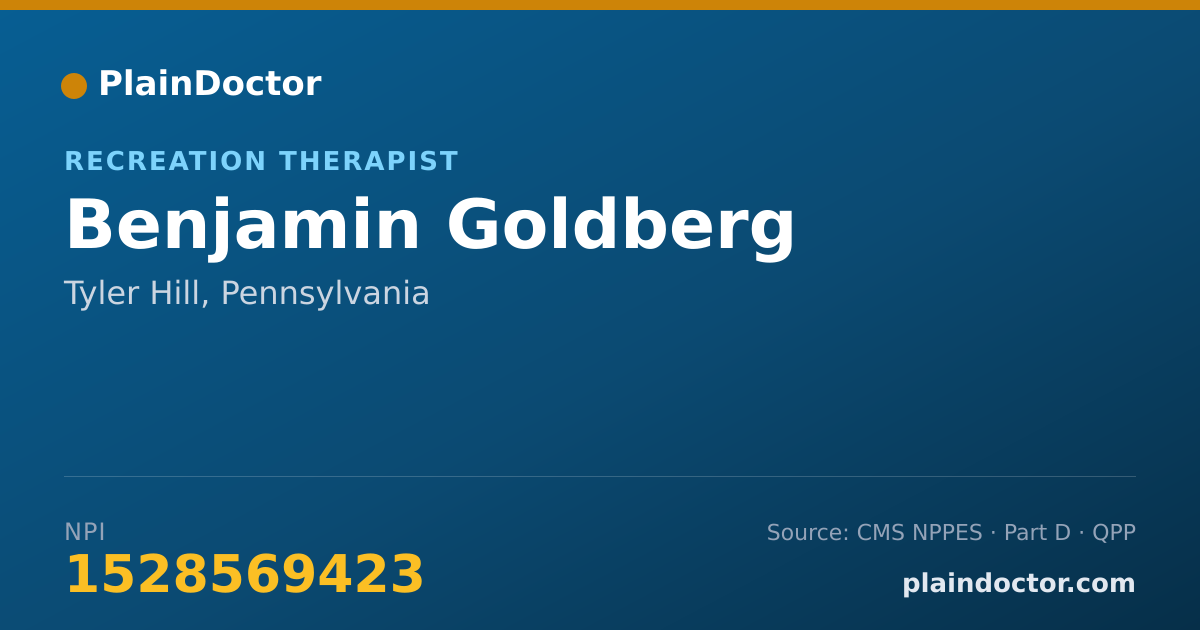Shareable card for Benjamin Goldberg - Recreation Therapist, Tyler Hill, PA