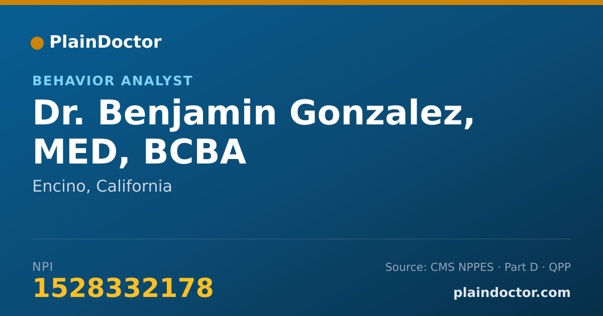 Shareable card for Benjamin Gonzalez, MED, BCBA - Behavior Analyst, Encino, CA