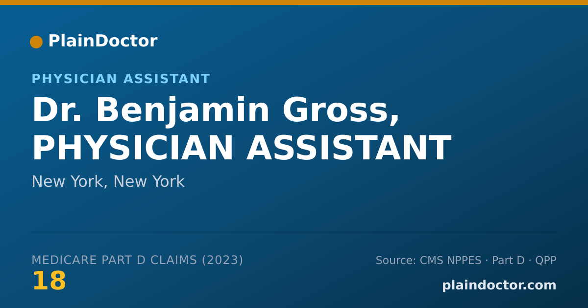 Shareable card for Benjamin Gross, PHYSICIAN ASSISTANT - Physician Assistant, New York, NY