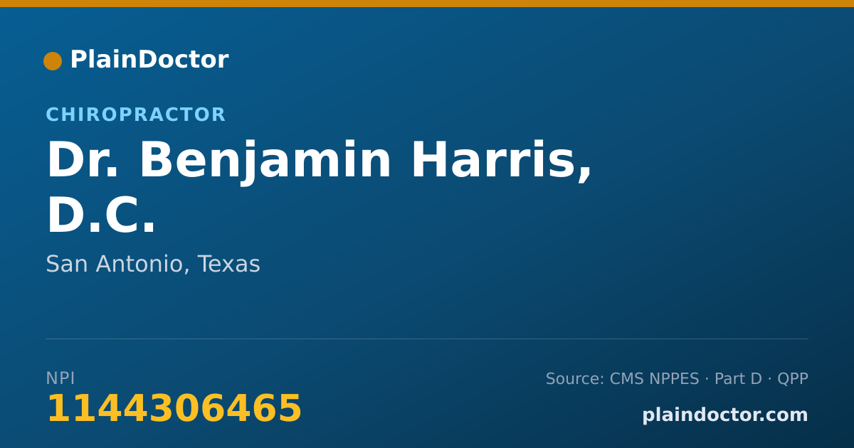 Shareable card for Benjamin Harris, D.C. - Chiropractor, San Antonio, TX