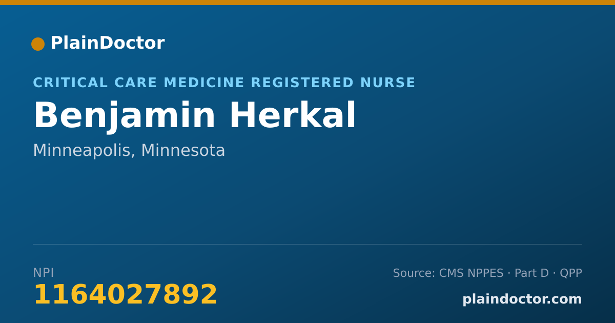Shareable card for Benjamin Herkal - Critical Care Medicine Registered Nurse, Minneapolis, MN
