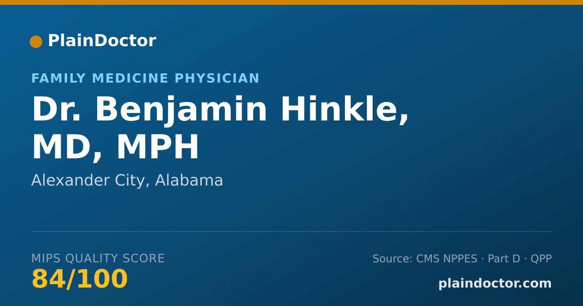 Shareable card for Benjamin Hinkle, MD, MPH - Family Medicine Physician, Alexander City, AL