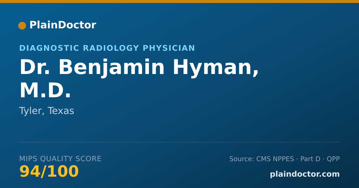 Shareable card for Benjamin Hyman, M.D. - Diagnostic Radiology Physician, Tyler, TX