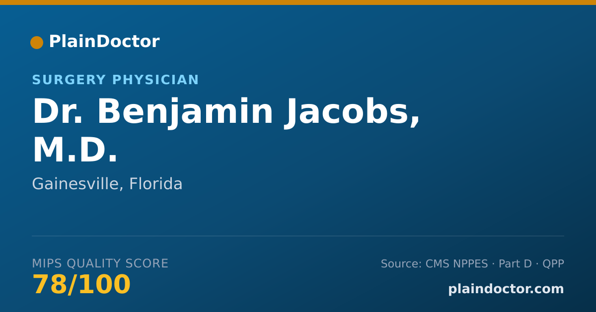 Shareable card for Benjamin Jacobs, M.D. - Surgery Physician, Gainesville, FL