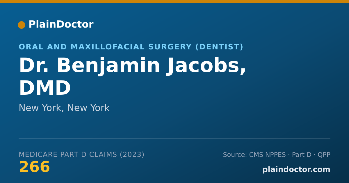 Shareable card for Benjamin Jacobs, DMD - Oral and Maxillofacial Surgery (Dentist), New York, NY