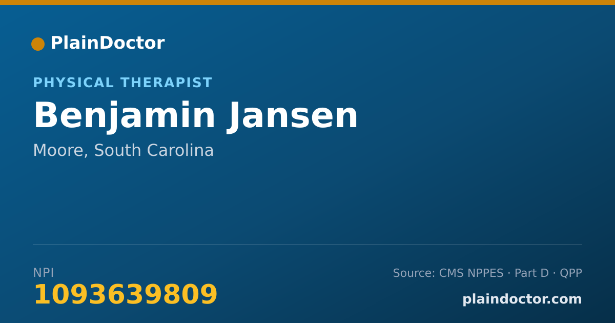 Shareable card for Benjamin Jansen - Physical Therapist, Moore, SC