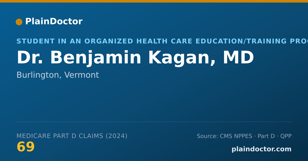 Shareable card for Benjamin Kagan, MD - Student in an Organized Health Care Education/Training Program, Burlington, VT