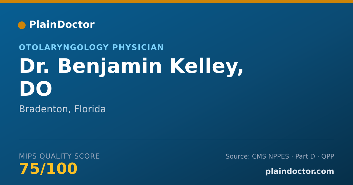 Shareable card for Benjamin Kelley, DO - Otolaryngology Physician, Bradenton, FL