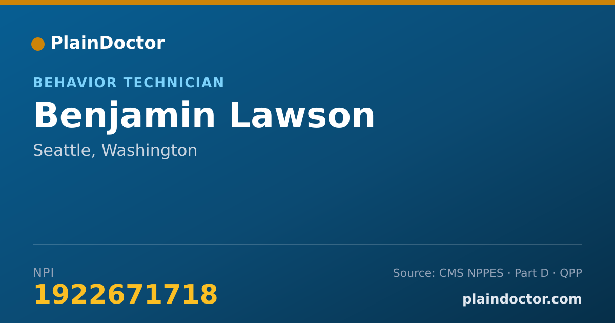 Shareable card for Benjamin Lawson - Behavior Technician, Seattle, WA