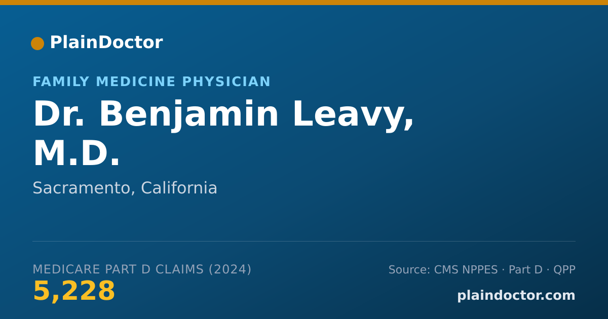 Shareable card for Benjamin Leavy, M.D. - Family Medicine Physician, Sacramento, CA