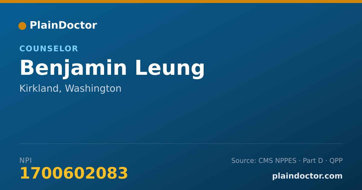 Shareable card for Benjamin Leung - Counselor, Kirkland, WA