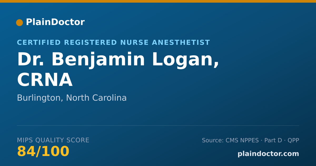 Shareable card for Benjamin Logan, CRNA - Certified Registered Nurse Anesthetist, Burlington, NC
