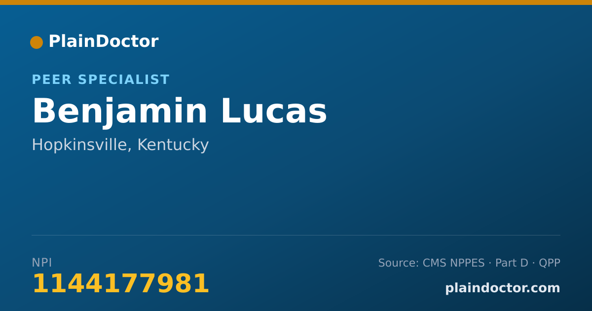 Shareable card for Benjamin Lucas - Peer Specialist, Hopkinsville, KY