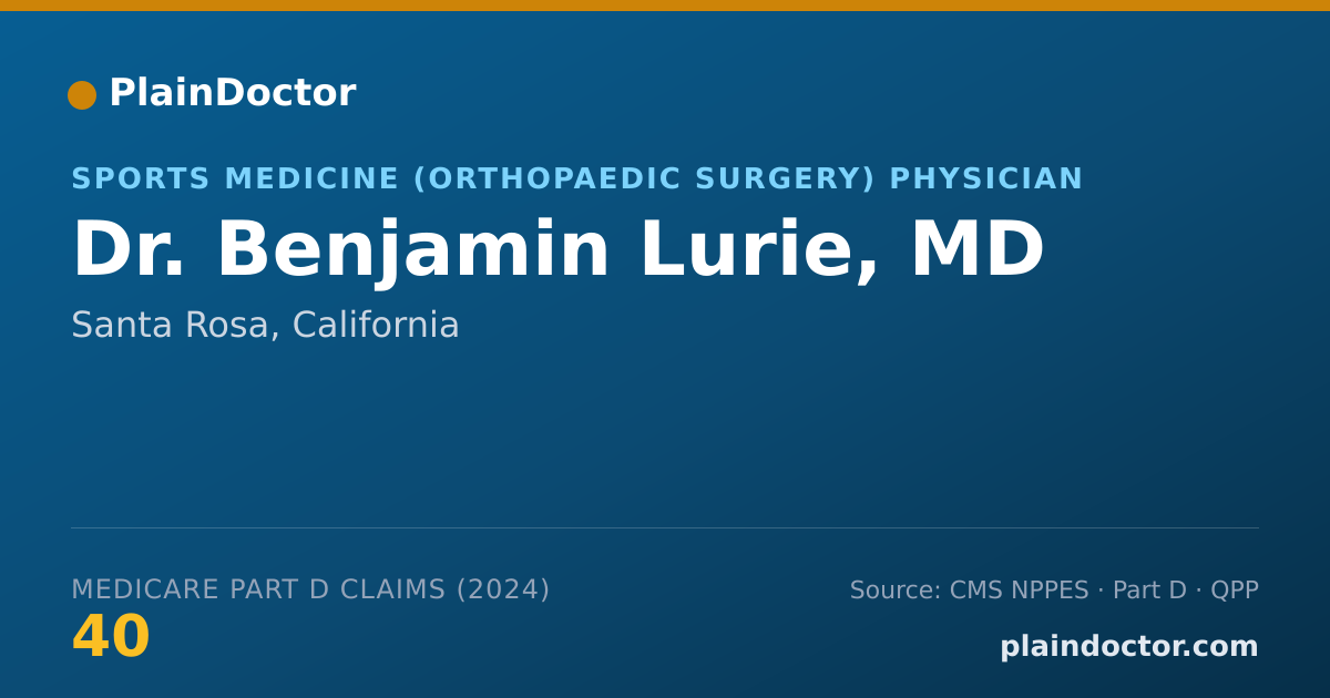 Shareable card for Benjamin Lurie, MD - Sports Medicine (Orthopaedic Surgery) Physician, Santa Rosa, CA