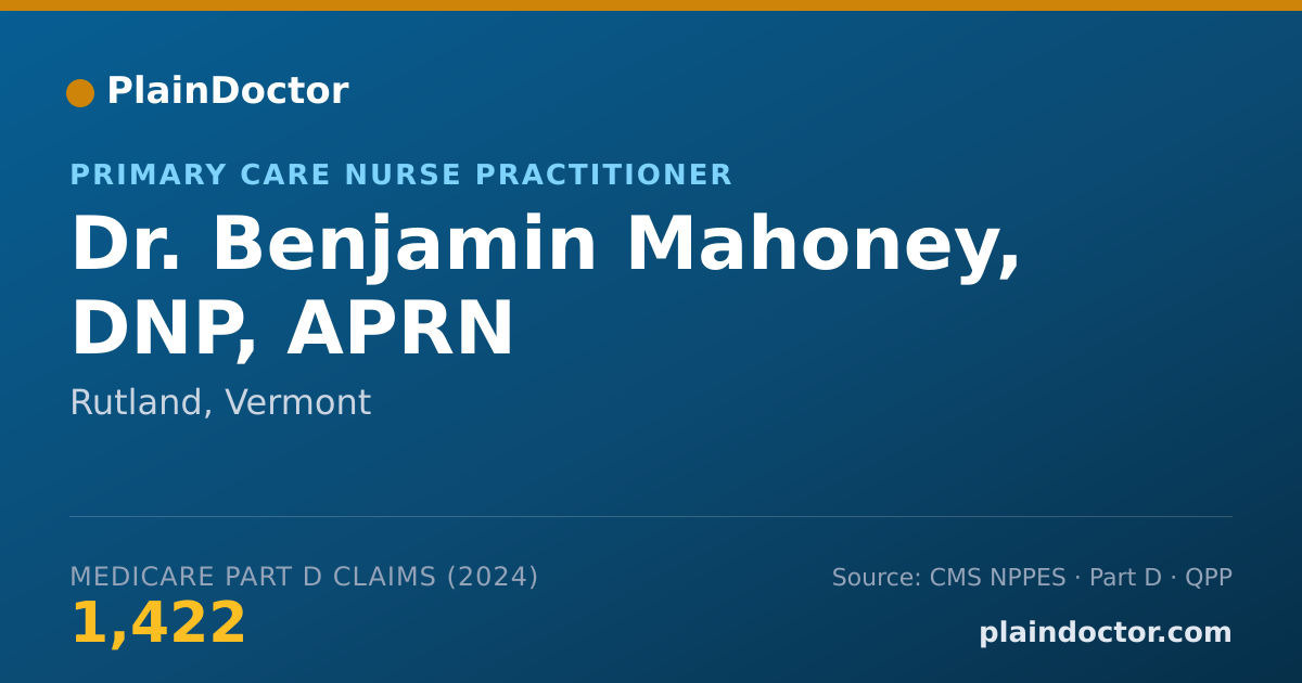 Shareable card for Benjamin Mahoney, DNP, APRN - Primary Care Nurse Practitioner, Rutland, VT