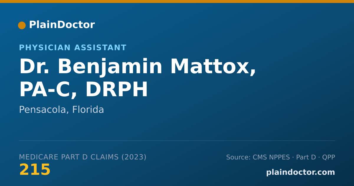 Shareable card for Benjamin Mattox, PA-C, DRPH - Physician Assistant, Pensacola, FL