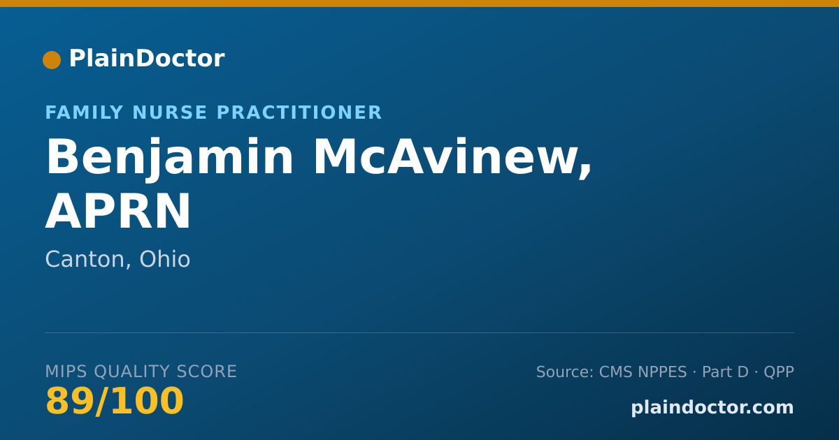 Shareable card for Benjamin McAvinew, APRN - Family Nurse Practitioner, Canton, OH