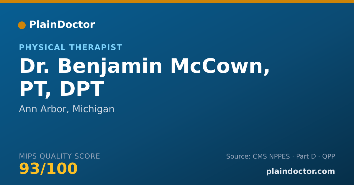 Shareable card for Benjamin McCown, PT, DPT - Physical Therapist, Ann Arbor, MI