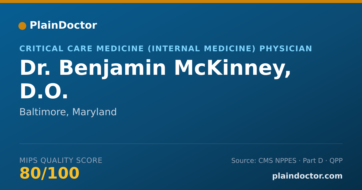 Shareable card for Benjamin McKinney, D.O. - Critical Care Medicine (Internal Medicine) Physician, Baltimore, MD