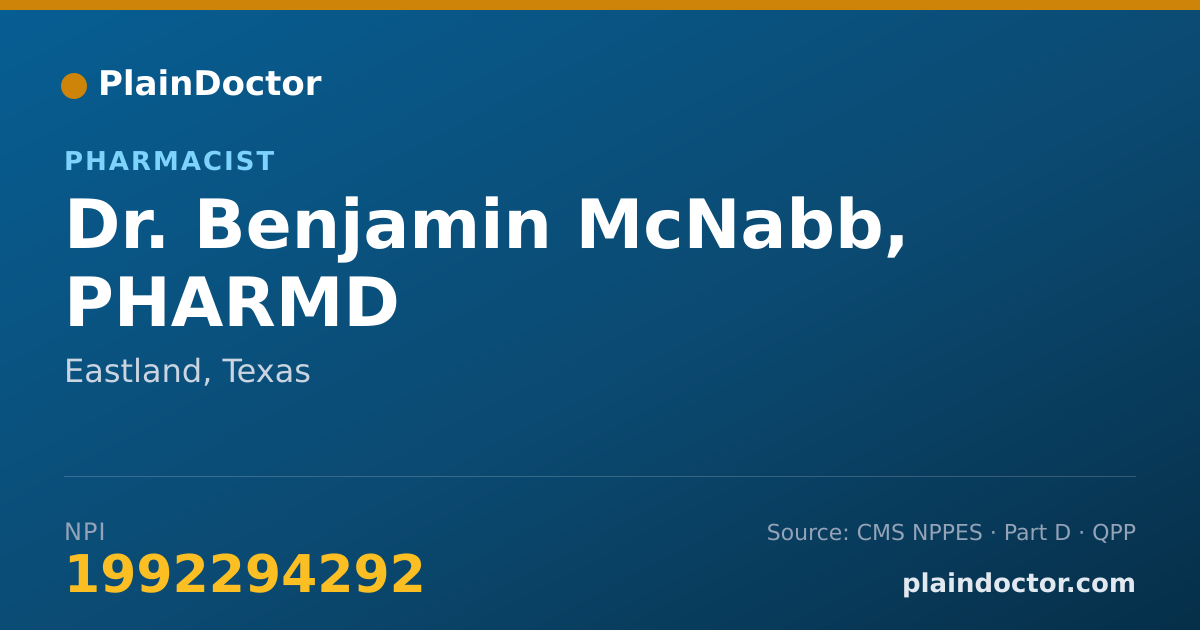 Shareable card for Benjamin McNabb, PHARMD - Pharmacist, Eastland, TX