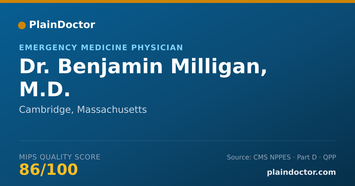 Shareable card for Benjamin Milligan, M.D. - Emergency Medicine Physician, Cambridge, MA
