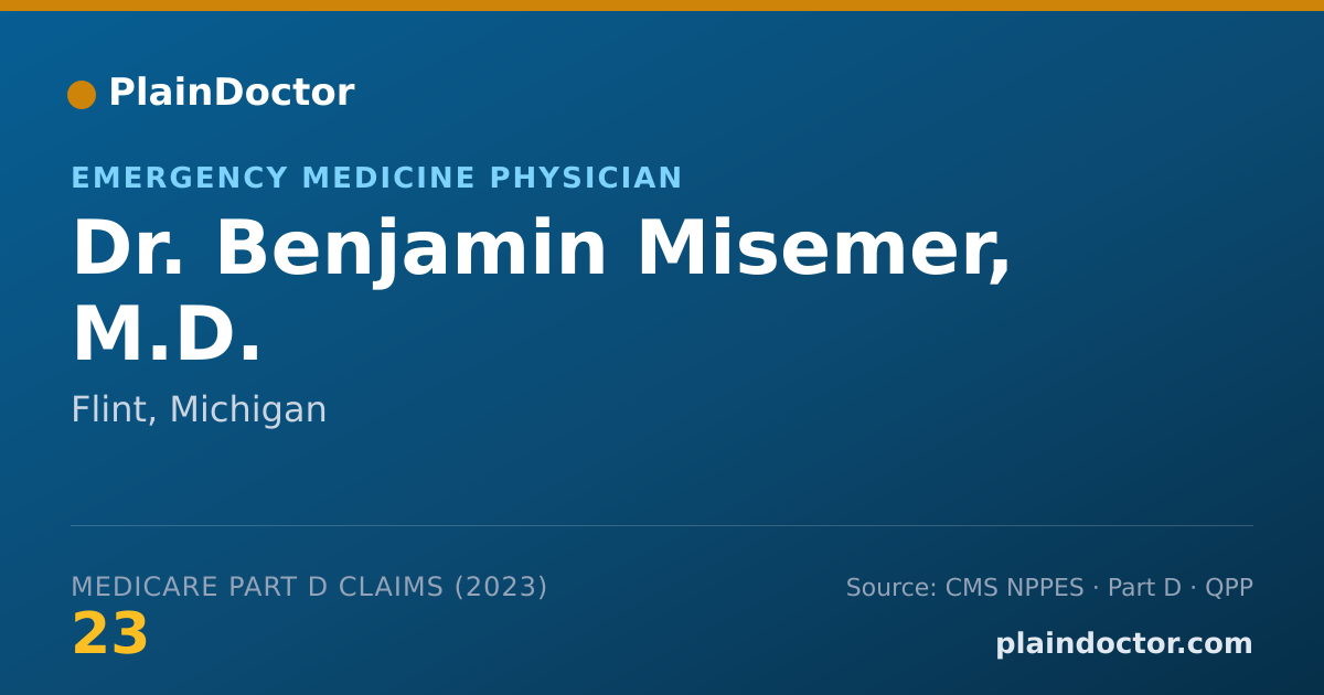 Shareable card for Benjamin Misemer, M.D. - Emergency Medicine Physician, Flint, MI