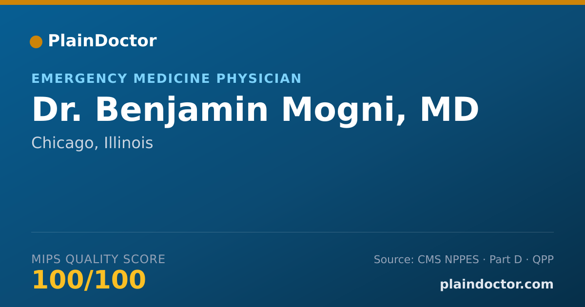 Shareable card for Benjamin Mogni, MD - Emergency Medicine Physician, Chicago, IL