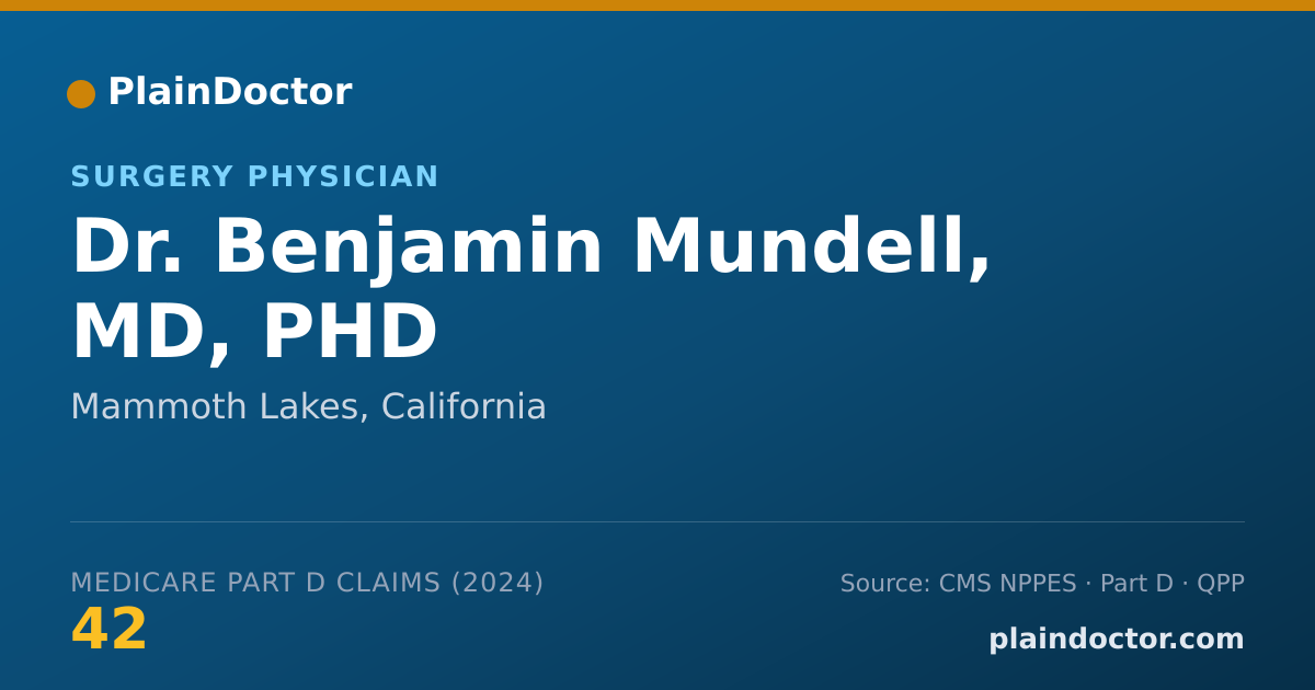 Shareable card for Benjamin Mundell, MD, PHD - Surgery Physician, Mammoth Lakes, CA