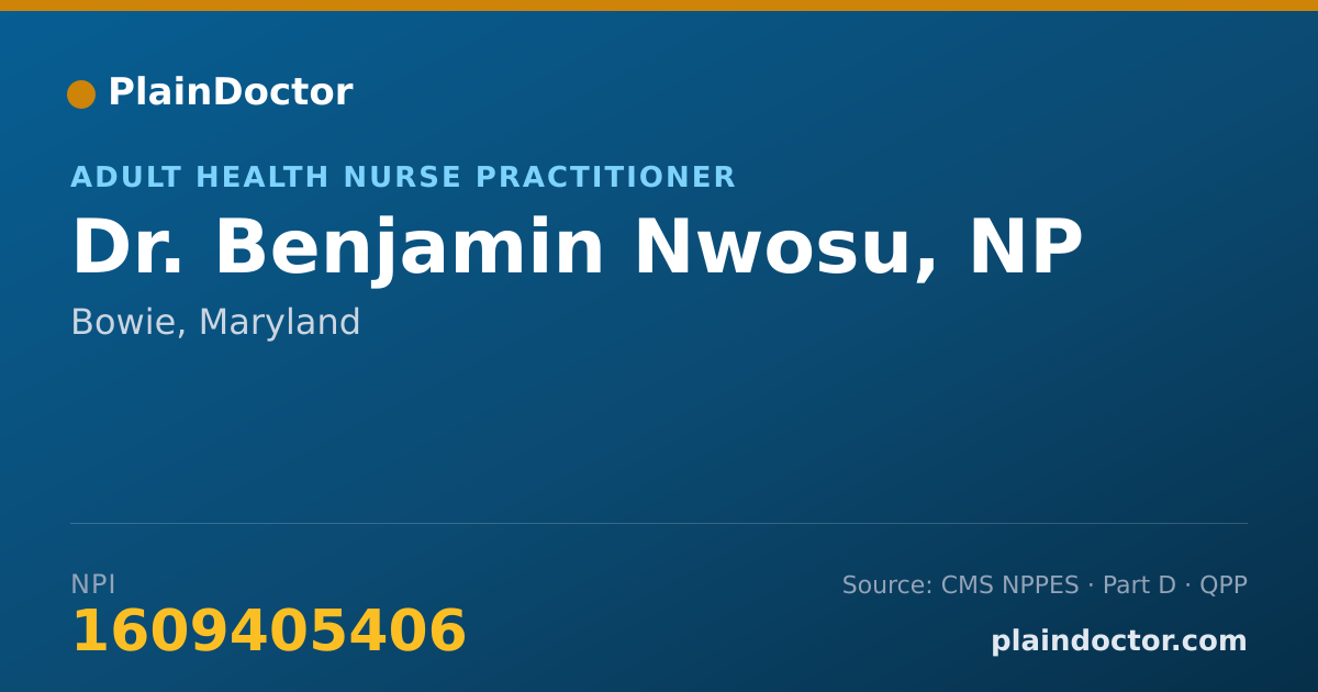Shareable card for Benjamin Nwosu, NP - Adult Health Nurse Practitioner, Bowie, MD