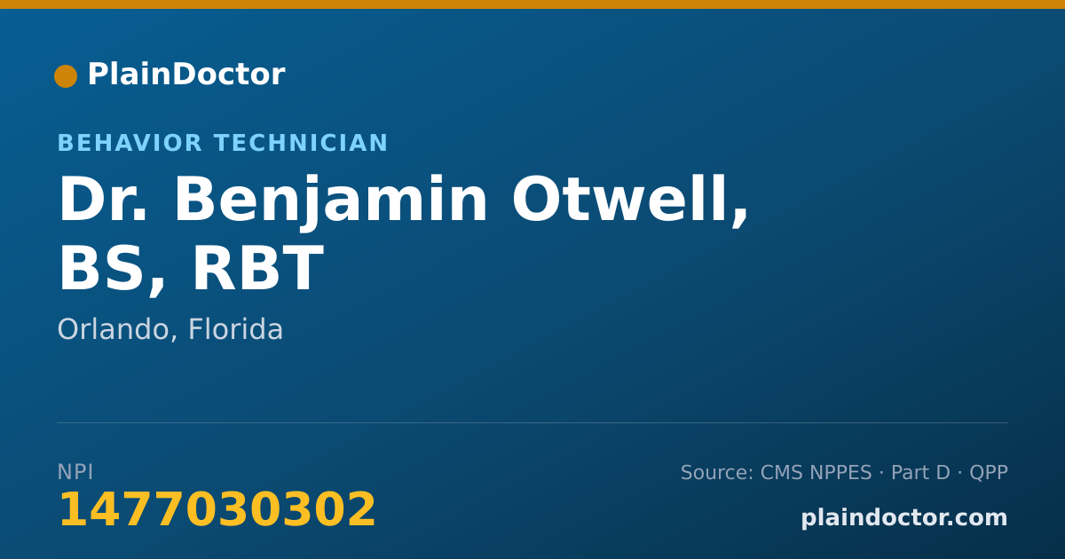 Shareable card for Benjamin Otwell, BS, RBT - Behavior Technician, Orlando, FL