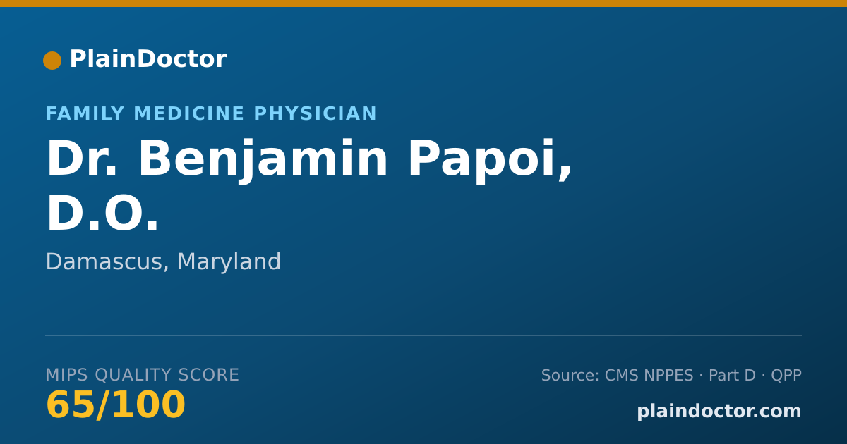 Shareable card for Benjamin Papoi, D.O. - Family Medicine Physician, Damascus, MD